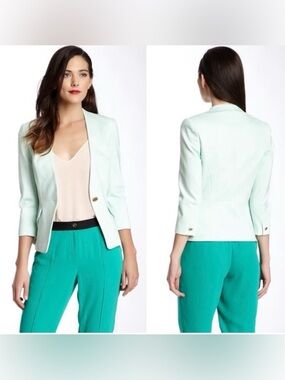 Ted Baker Ellsie Pastel Mint Green Tailored One Button Spring Summer Blazer Sz 4